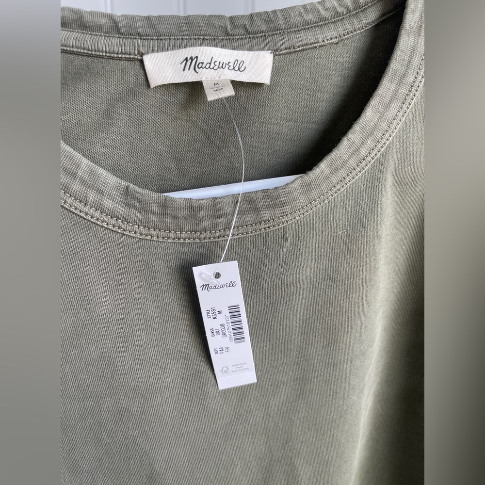 NWT Madewell Cotton Perfect Crewneck Tee in faded ivy - M - Picture 4 of 5